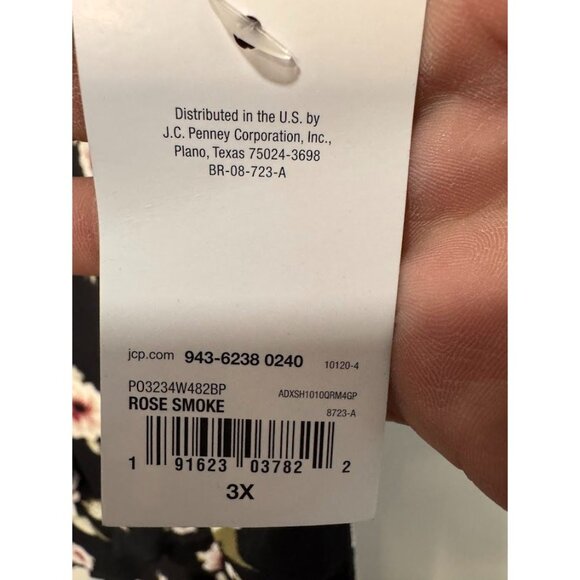 NWT Black Floral Kimono 3/4 Sleeve, Light Weight, 3X - Picture 3 of 5